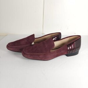 Karl Lagerfeld Women's US 7M Burgundy Suede Leather Slip On Loafer Shoes